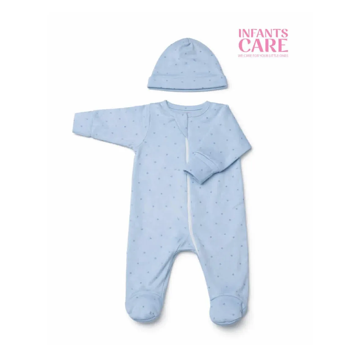 Sleep Suit With Cap - Blue Star - 3-6 M image 1