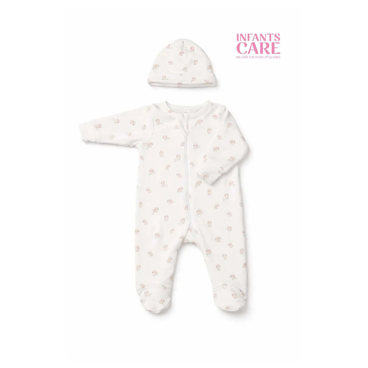 Sleep Suit With Cap - White Dog - 3-6 M image 1